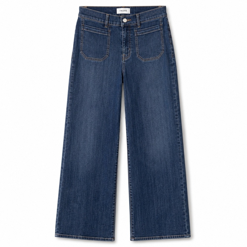 Frame Le Slim Palazzo Jeans Rockwell Clean Womens 29 High Rise Wide Leg Patch